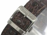 brown alligator skin leather watch strap with silver buckle