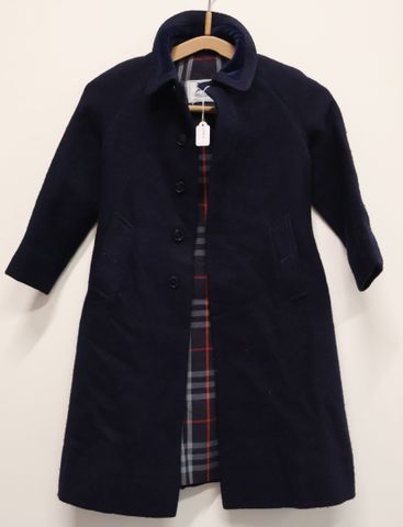 BURBERRYS KID – Trench en laine bleu et doublure quadrillée en co...
