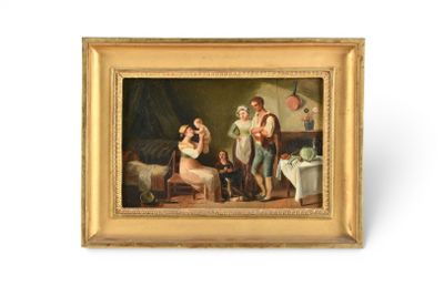 une image représentant un tableau montrant une famille dans un salon
