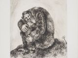 un dessin en noir et blanc représentant une femme qui se tient la tête entre les mains
