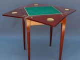 an image of a wooden table with a green top