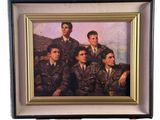 tableau représentant un groupe d'hommes en uniforme militaire posant pour une photo