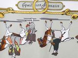 a picture of a scarf with a picture of people riding horses