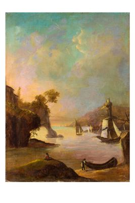 Dans le goût du XVIIIe siècle Paysage italianisant d'une bai…