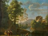an image of a painting of a group of people in a wooded area