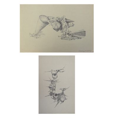 trois dessins représentant un homme à skis et une femme en snowboard