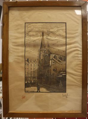 a picture of a picture of a church in a frame