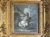 tableau représentant un homme à cheval, dans un cadre doré
