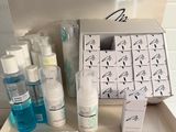 a box of personal care products on a bathroom shelf