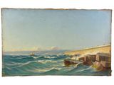 an image of a painting of a boat in the ocean