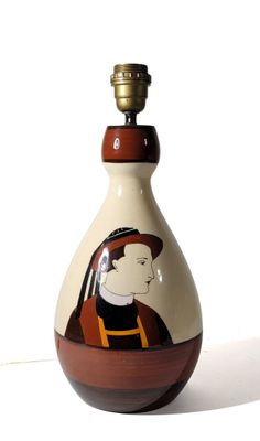 HENRIOT QUIMPER Lampe de forme balustre en céramique à décor…