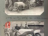 two old photos of a man and a woman driving a car