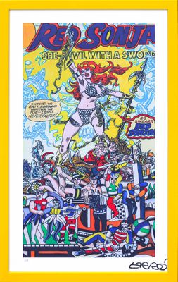 red sonja the villain with a sword - 11 x 17 movie poster - style a - museum wrapped canvas