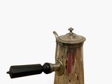 an old fashioned coffee pot with a handle on a white background