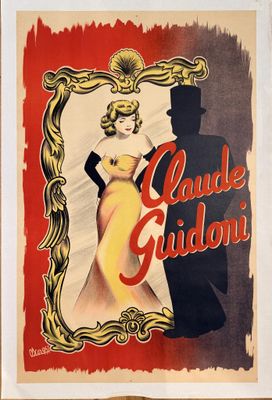 an old movie poster of a woman in a yellow dress and a man in a black suit