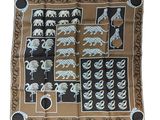 an image of a scarf with a picture of elephants and giraffes on it