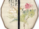 a picture of a chinese fan with a painting on it