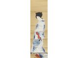 an image of a painting of a woman in a kimono