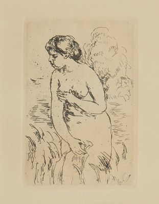 une image représentant le dessin d'une femme debout dans un champ