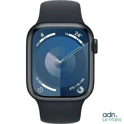 an image of a black apple watch with a blue face