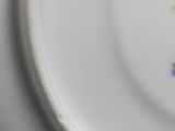 a close up of a plate with a flower design on it