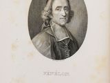 an old book with a picture of a man in a black dress