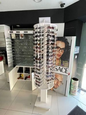 many glasses on display in the store for sale