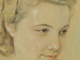 painting of a woman with a necklace and a necklace on her neck