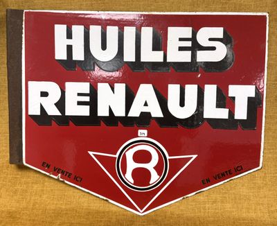 panneau sur la porte d'un immeuble indiquant « Huiles Renault 8 »