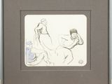 drawing of a man and a woman sitting on a bench