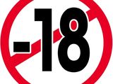 une enseigne rouge et noire sur laquelle figure le chiffre 18
