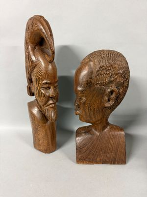 CONGO. Deux sujets en bois exotique scultpté, une femme de p…