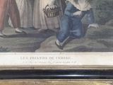 painting of a group of people with baskets of flowers in a field