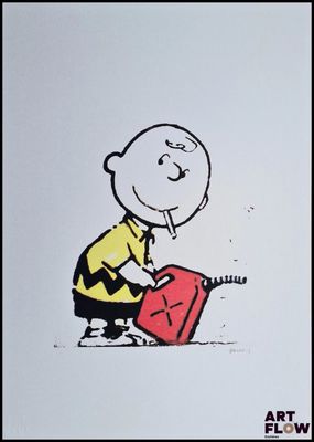 dessin de bande dessinée représentant un homme tenant une valise rouge, le sourire aux lèvres
