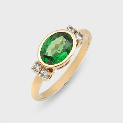 a green tourmaline and diamond ring