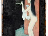 une image représentant un tableau où l'on voit une femme tenant un oiseau dans une cage