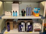 a shelf that has many items on it in it