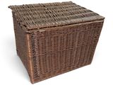 an image of a wicker box with a lid on a white background