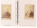 two old photos of a man sitting on a chair