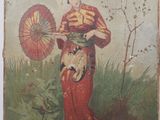 tableau représentant une femme en robe rouge tenant une ombrelle rouge