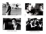 several black and white photos of a man and a woman in front of an airplane