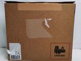 a cardboard box with a sticker on the side of it