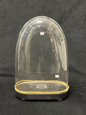 un dôme en verre transparent entouré d'une ligne jaune