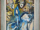 an image of a painting of a woman sitting on a couch