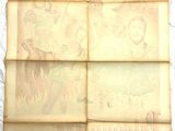 four sheets of old newspaper on a white sheet with a picture of a woman