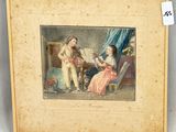 an old picture of a man and a woman playing music