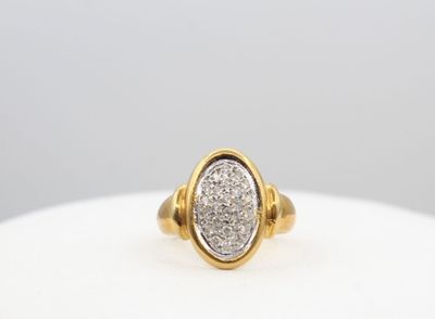 Bague en Or avec Pavage de Diamants Ovale - Photo 1