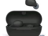 a close up of a pair of black earphones in a case