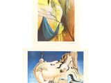 trois tableaux représentant une femme à cheval et un homme à cheval