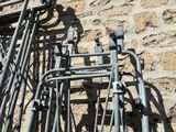 a bunch of pipes attached to the side of a building
